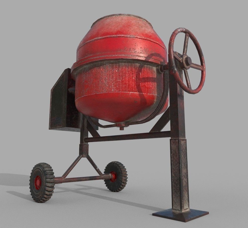 Old Concrete Mixer Low-poly 3D model_5