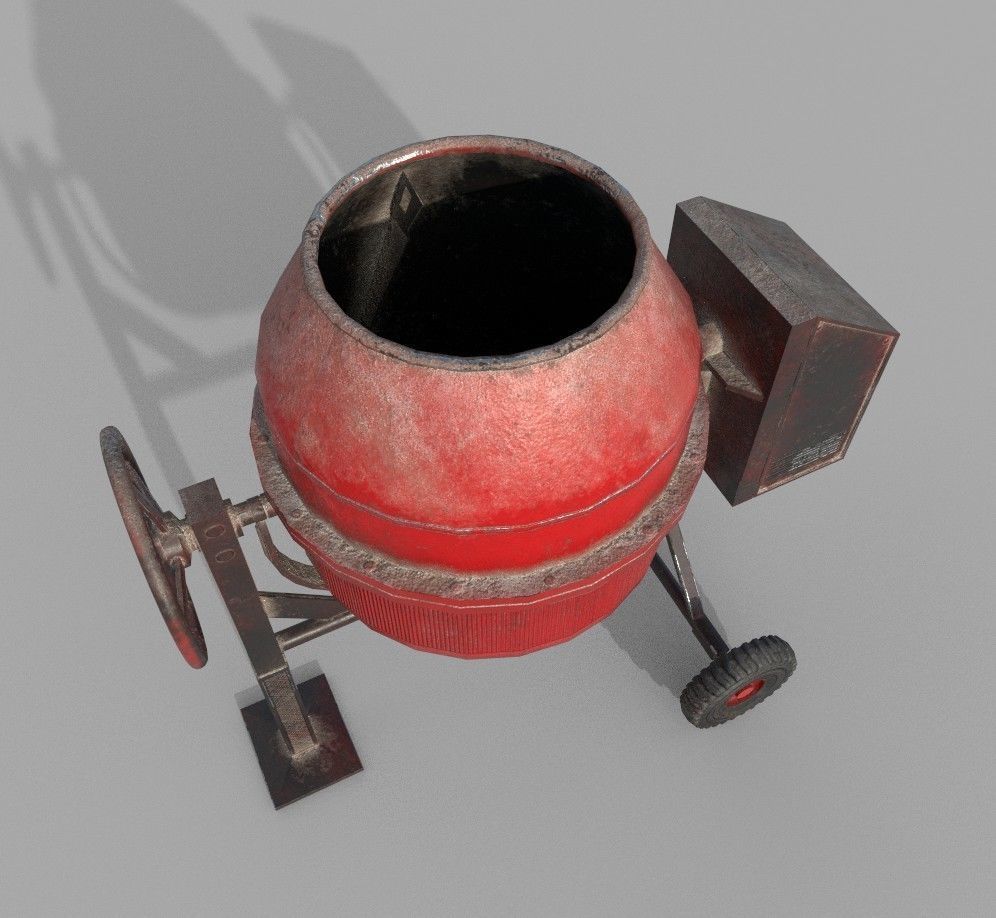 Old Concrete Mixer Low-poly 3D model_4
