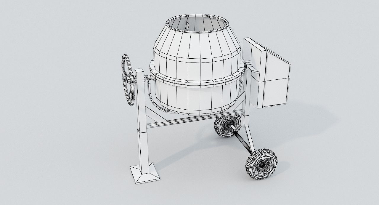 Old Concrete Mixer Low-poly 3D model_7