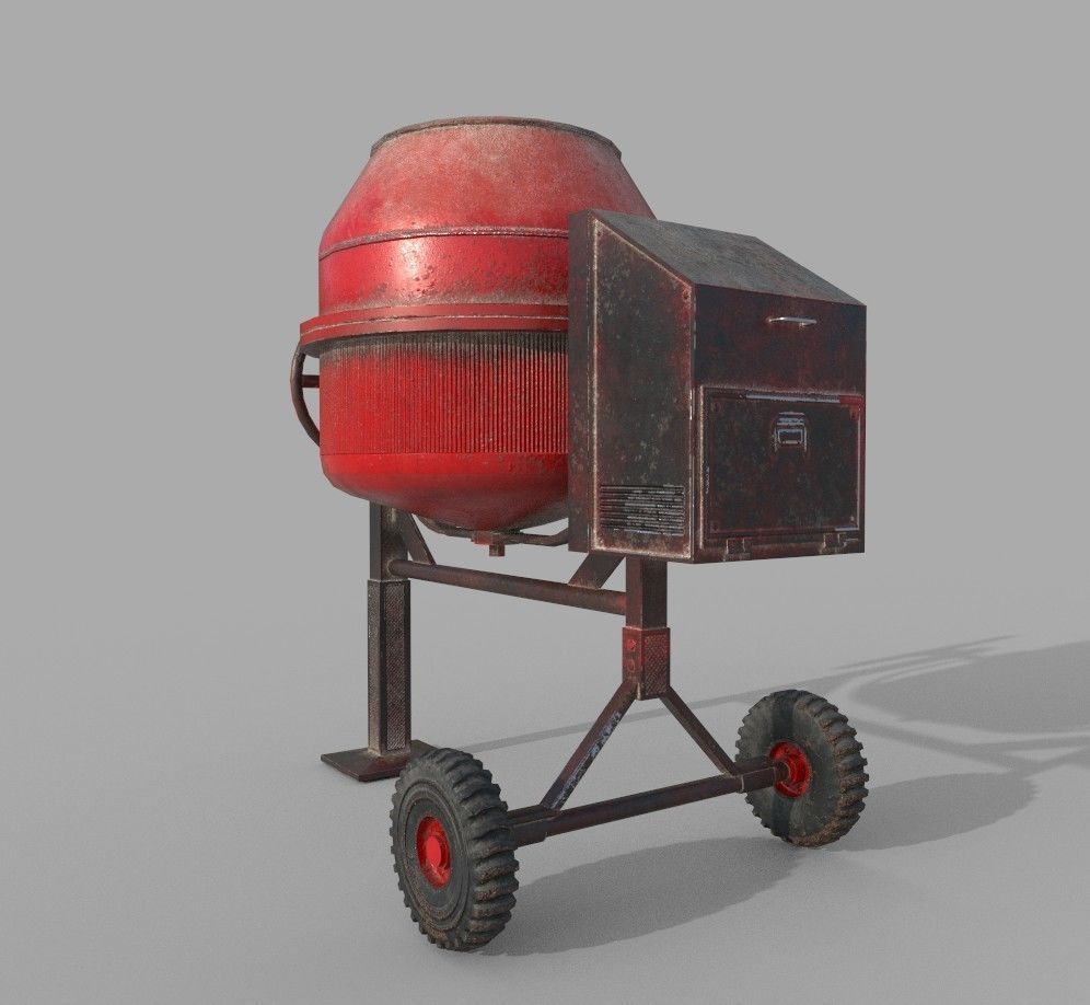Old Concrete Mixer Low-poly 3D model_3