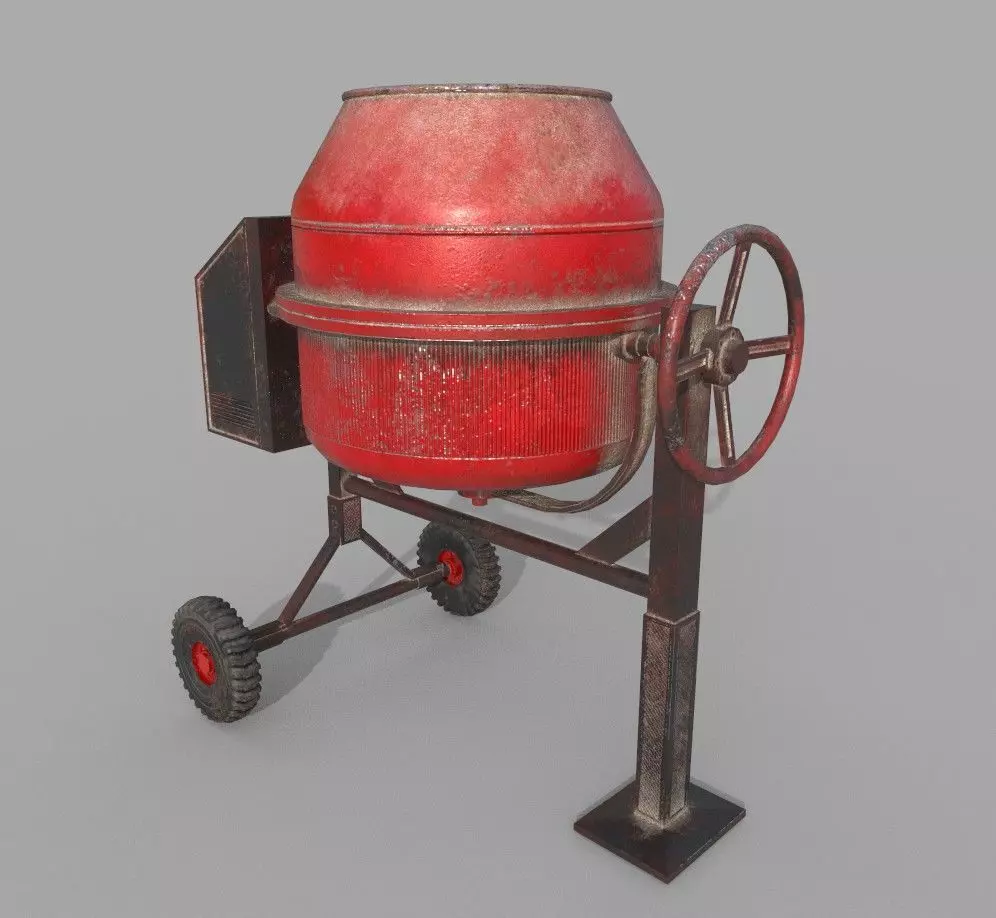 Old Concrete Mixer Low-poly 3D model_0