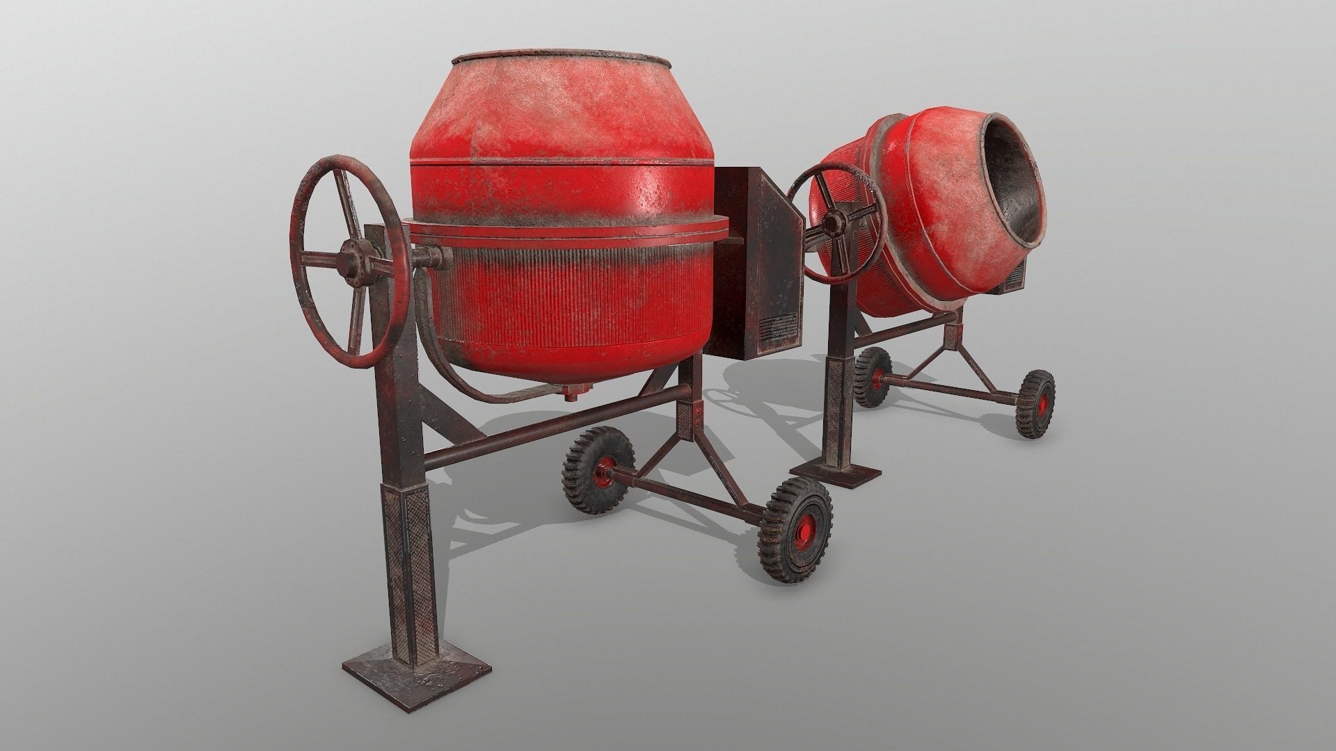 Old Concrete Mixer Low-poly 3D model_6