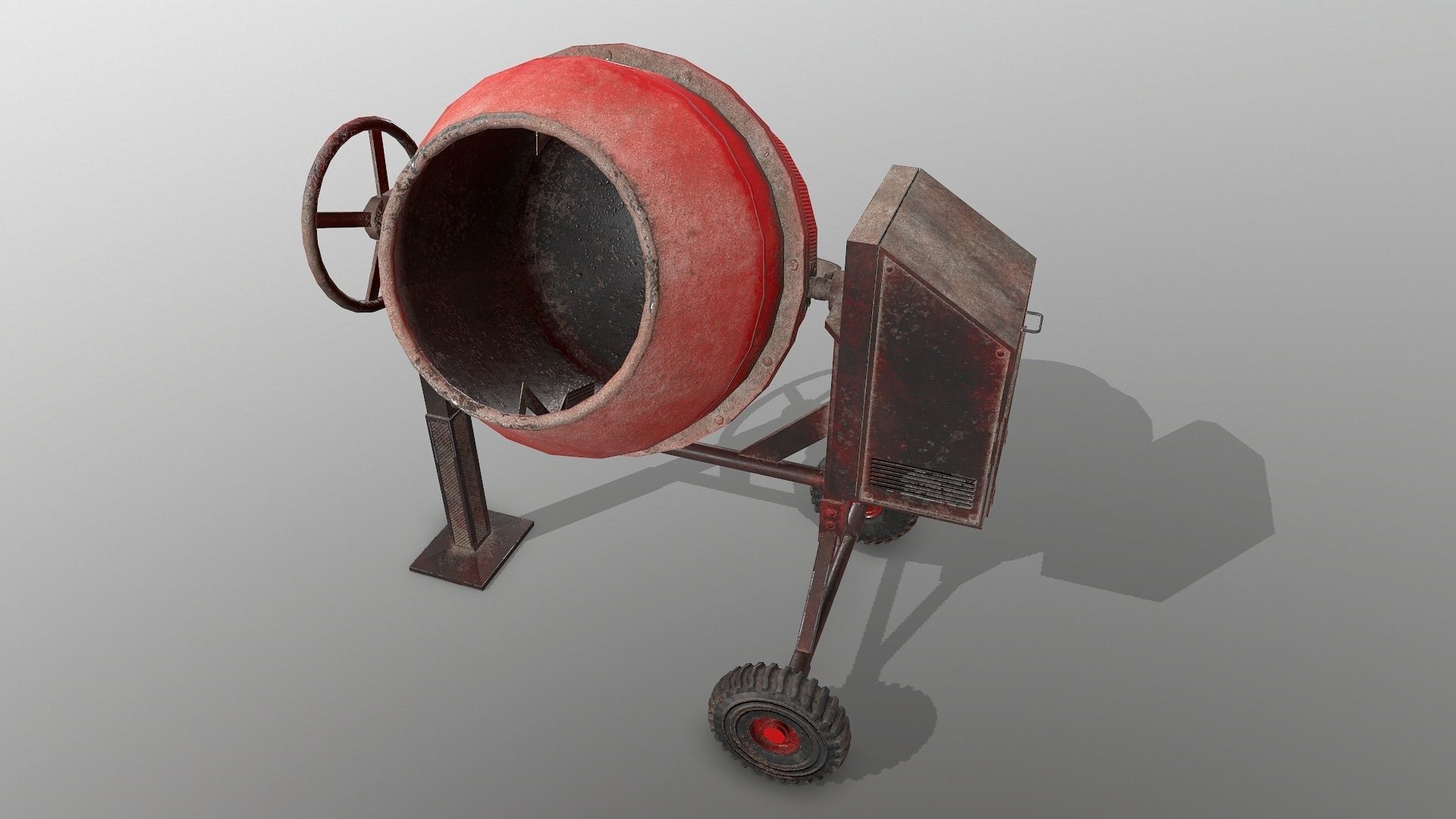 Old Concrete Mixer Low-poly 3D model_8