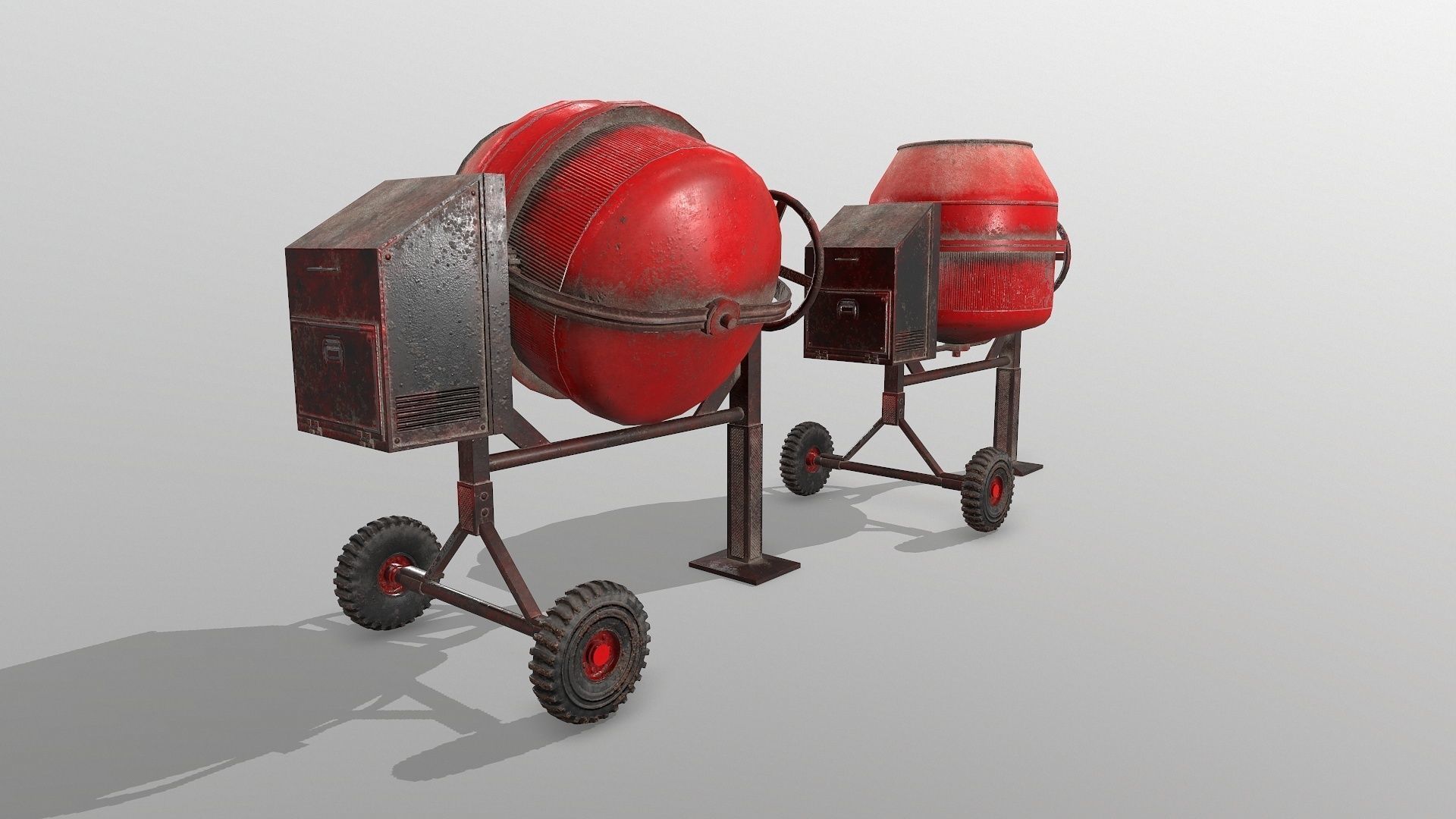 Old Concrete Mixer Low-poly 3D model_10