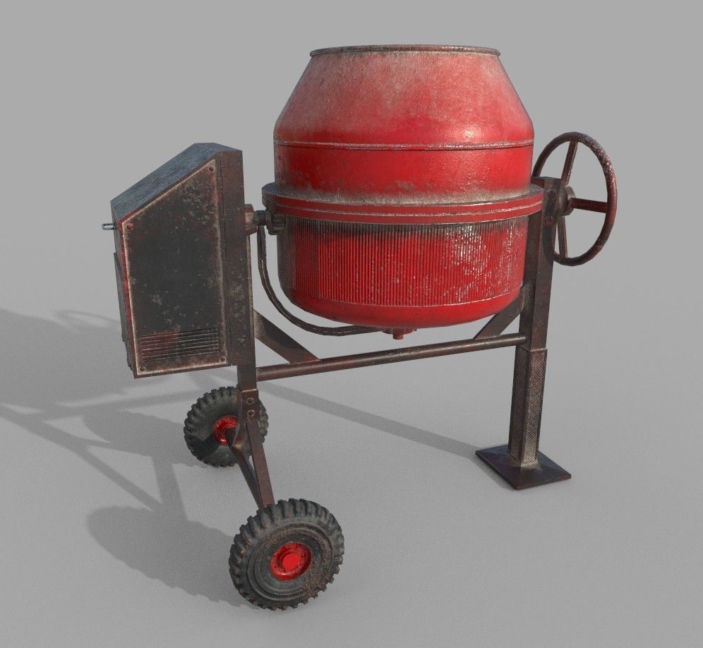 Old Concrete Mixer Low-poly 3D model_2