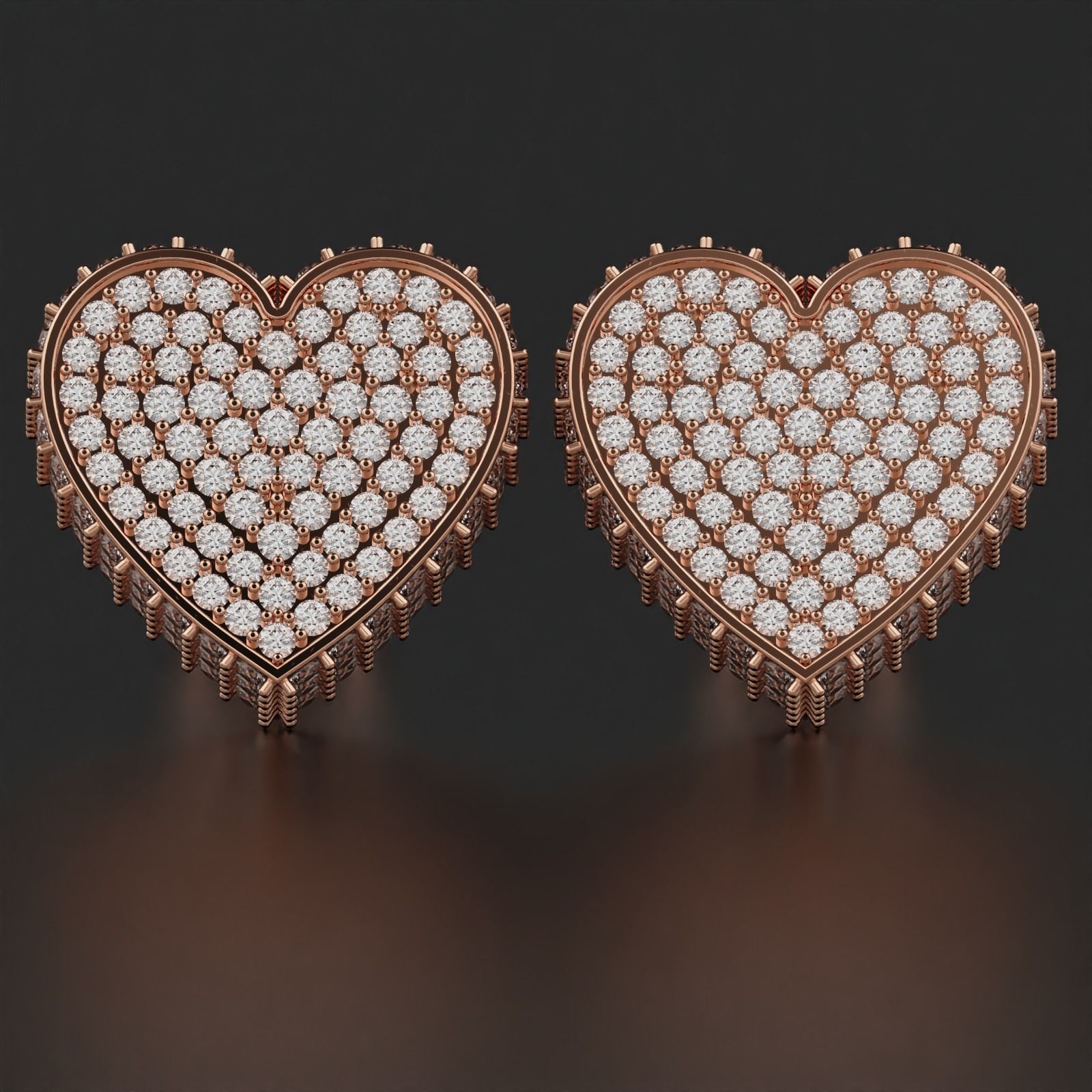Heart Earring  3D print model_13