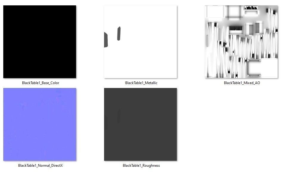 Black Table PBR Low-poly 3D model_8