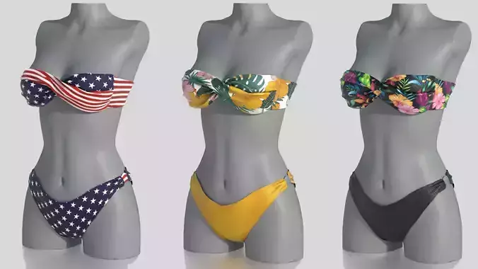 Bikini 3 And  Hat Gift Low-poly 3D model