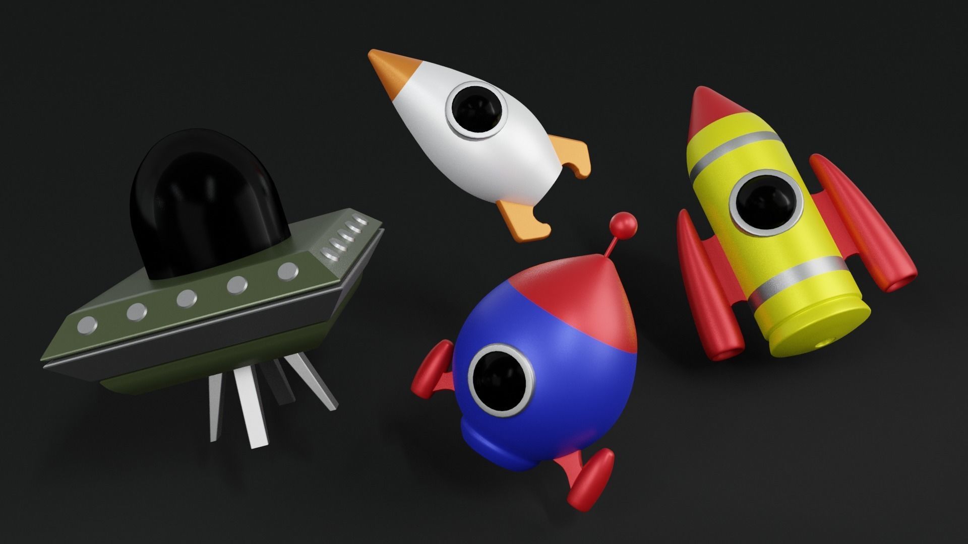 Spaceship pack Low-poly 3D model_3