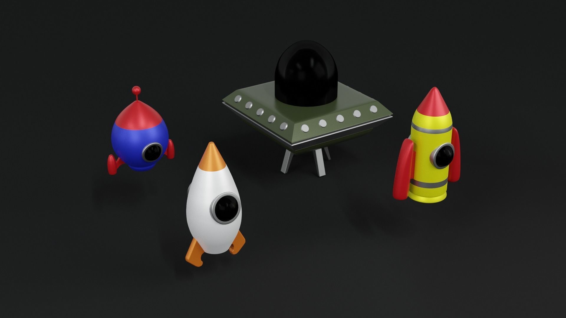 Spaceship pack Low-poly 3D model_2