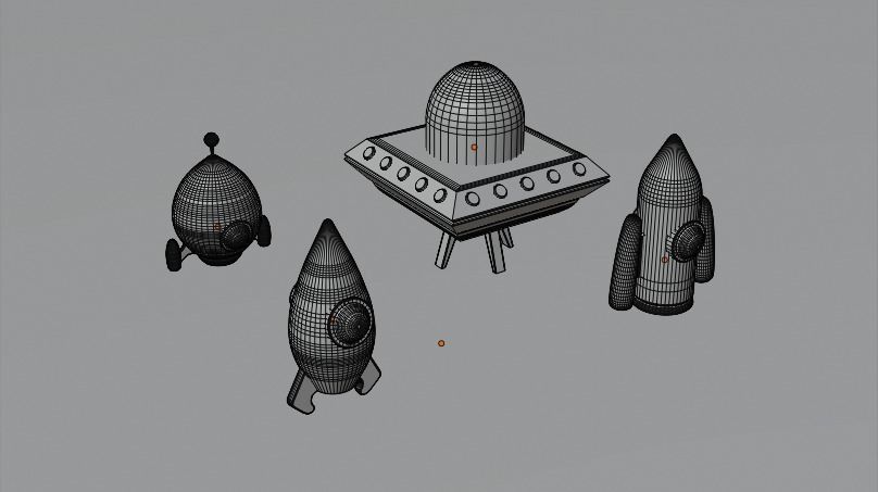 Spaceship pack Low-poly 3D model_7