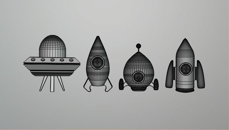 Spaceship pack Low-poly 3D model_4