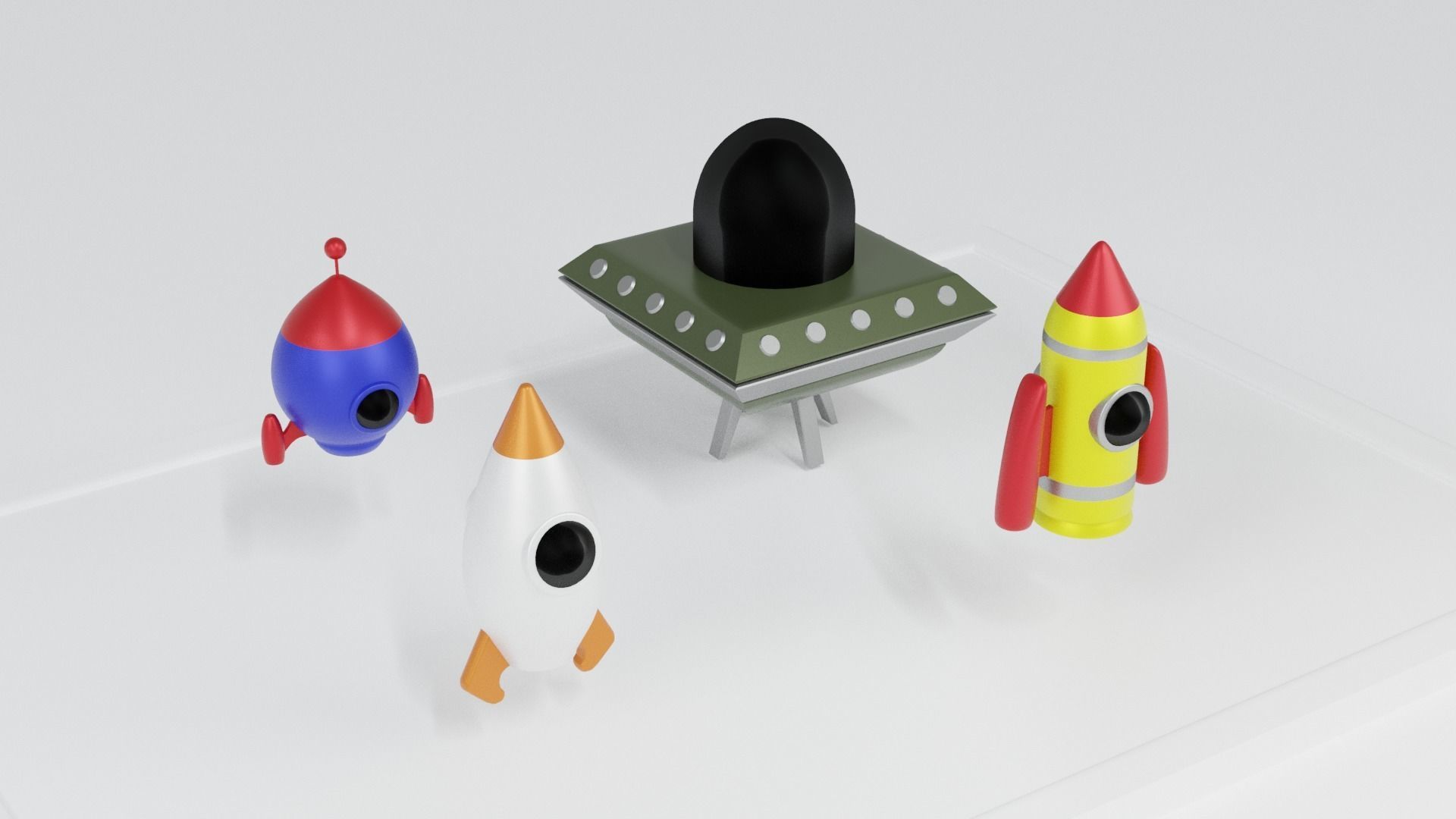 Spaceship pack Low-poly 3D model_1