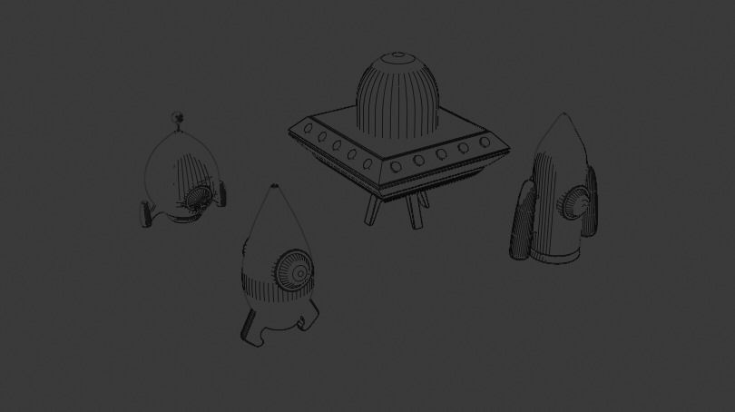 Spaceship pack Low-poly 3D model_8