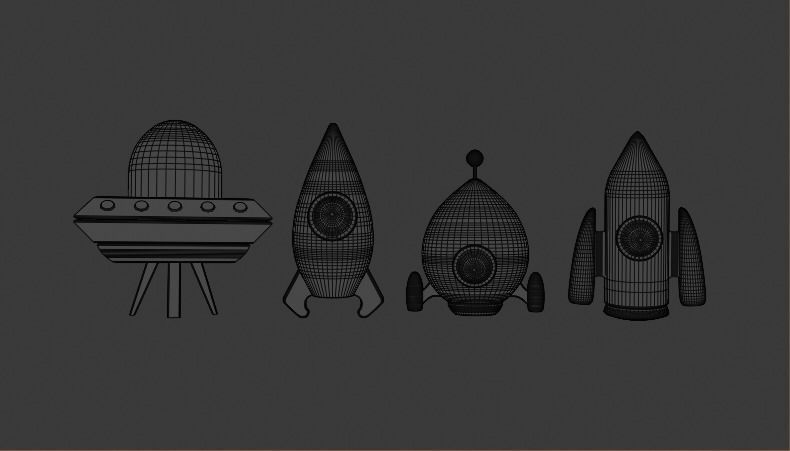 Spaceship pack Low-poly 3D model_5
