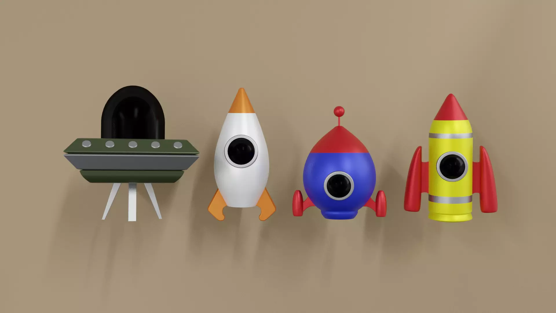 Spaceship pack Low-poly 3D model_0