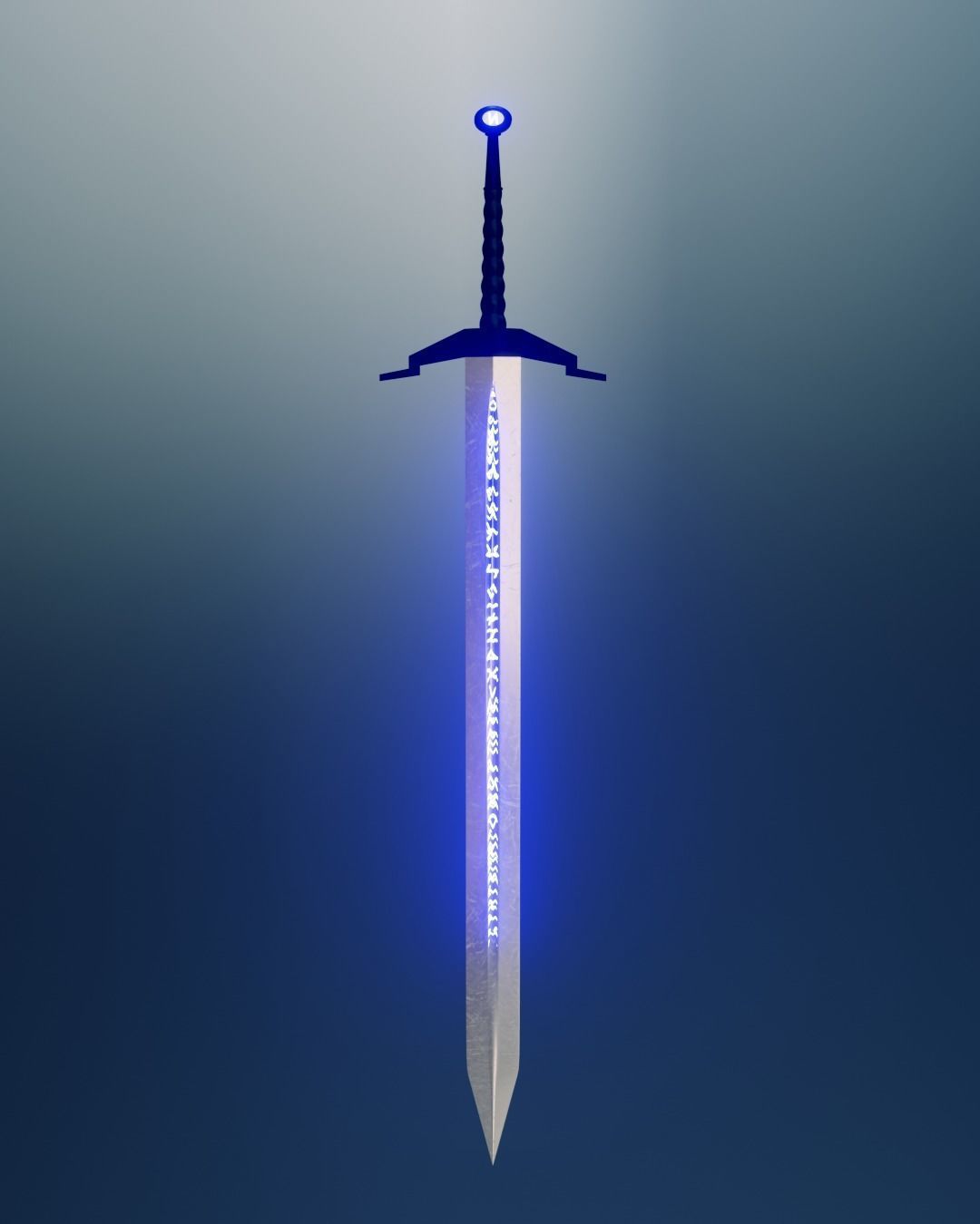 Glowing sword with runes 3D model_3