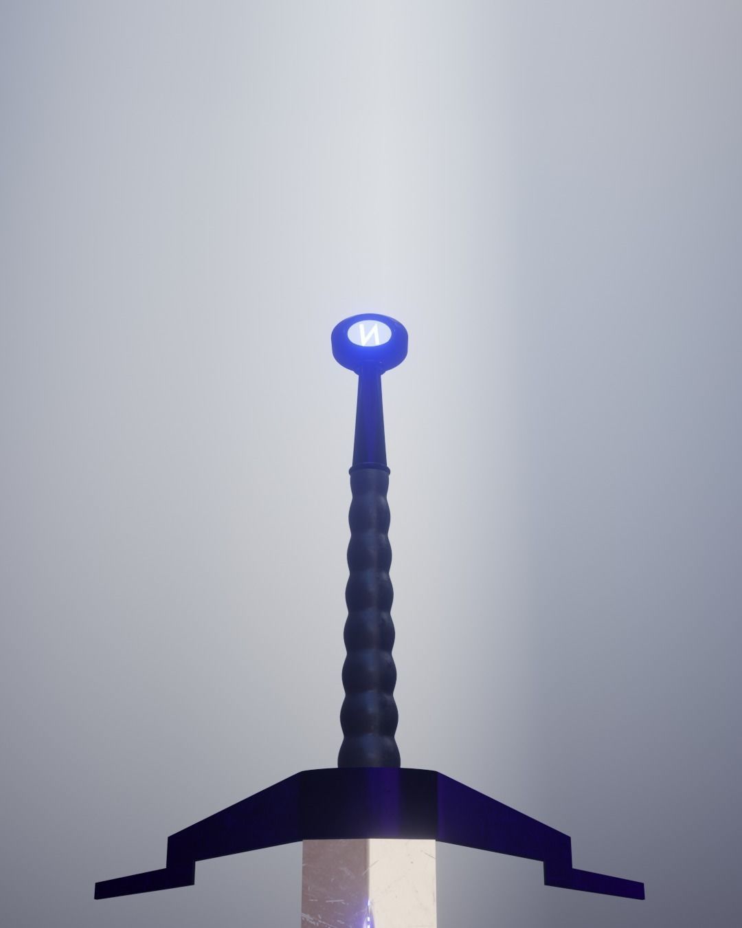 Glowing sword with runes 3D model_2
