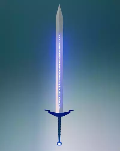 Glowing sword with runes