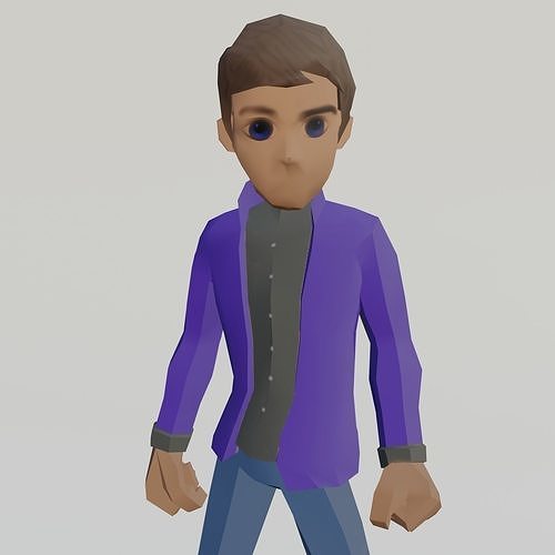 Extreme Lowpoly Boy 3D Model For Animation and Game Development Free low-poly 3D model