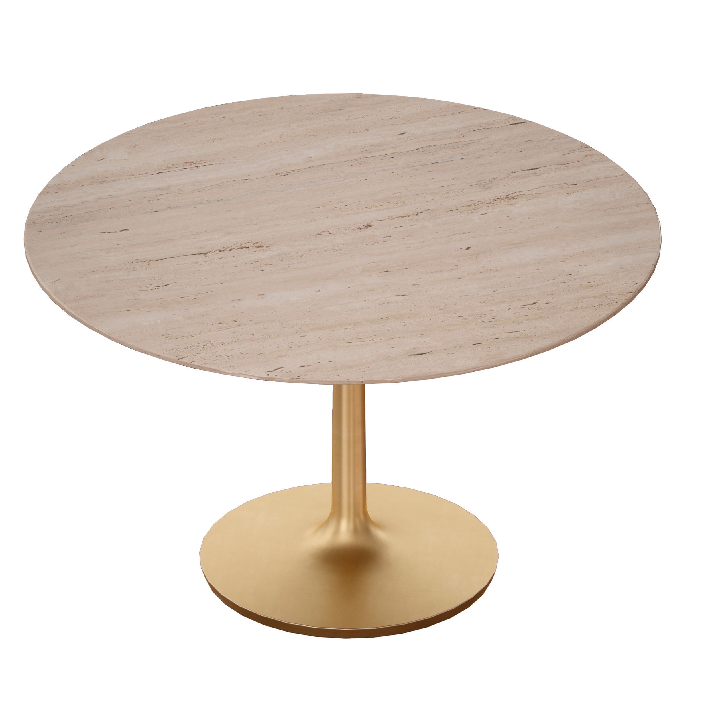 Nero 48 Brown Marble Dining Table with Brass Base 3D model_3