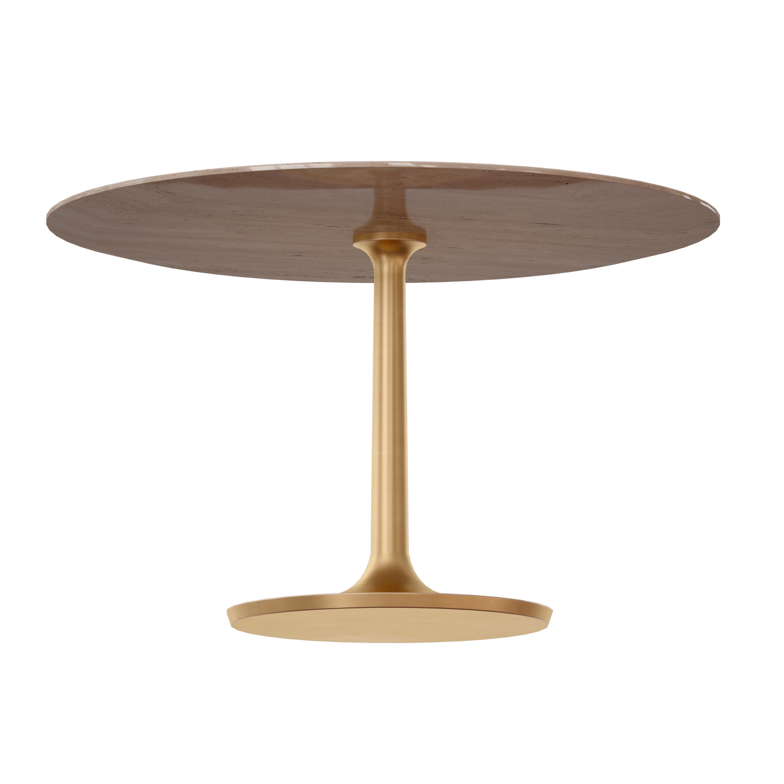 Nero 48 Brown Marble Dining Table with Brass Base 3D model_2