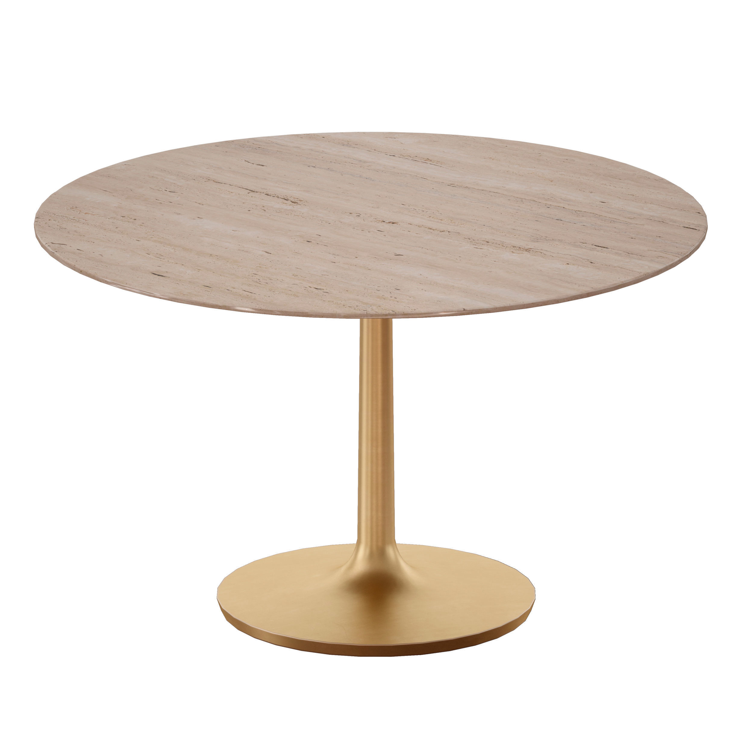 Nero 48 Brown Marble Dining Table with Brass Base 3D model_5