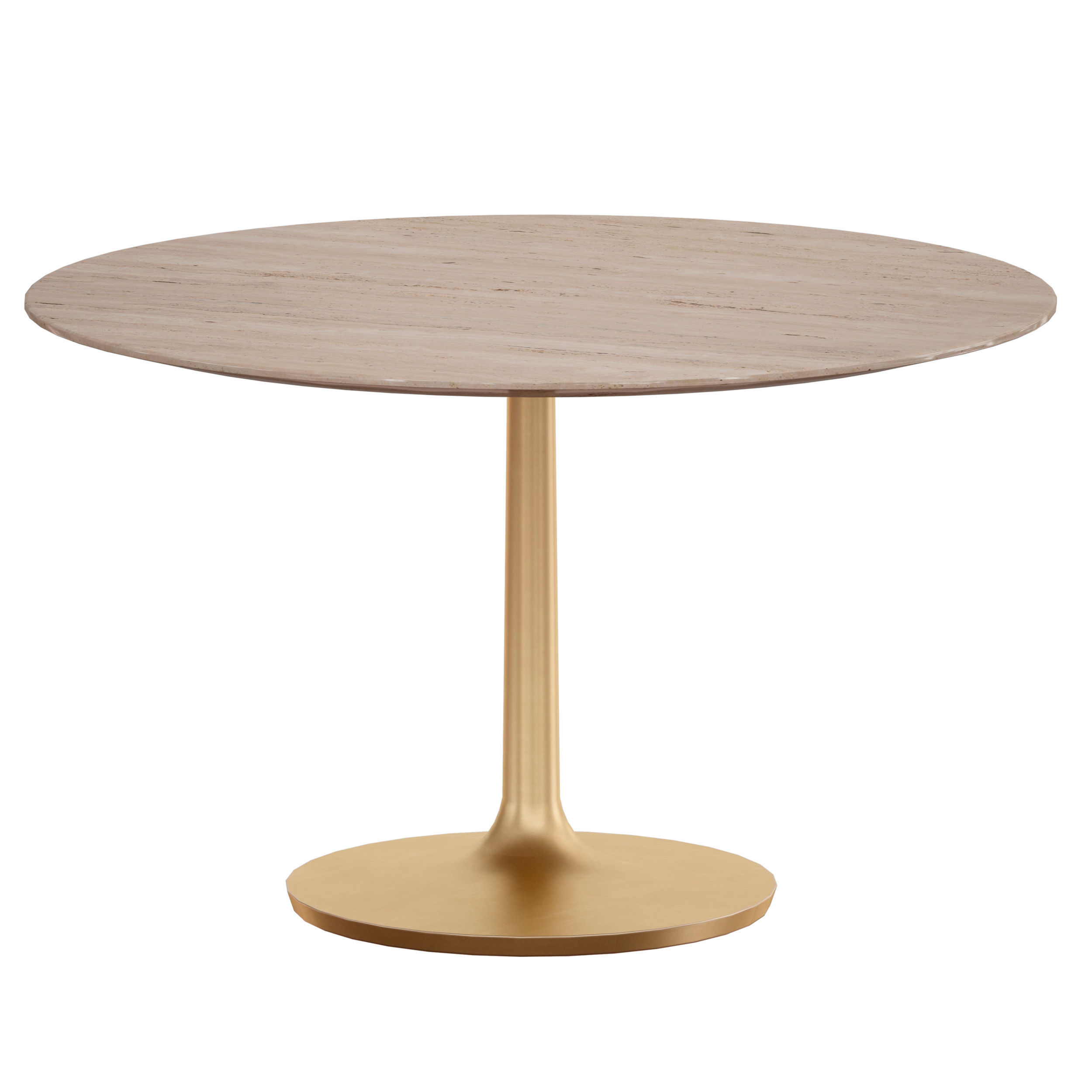 Nero 48 Brown Marble Dining Table with Brass Base 3D model_7