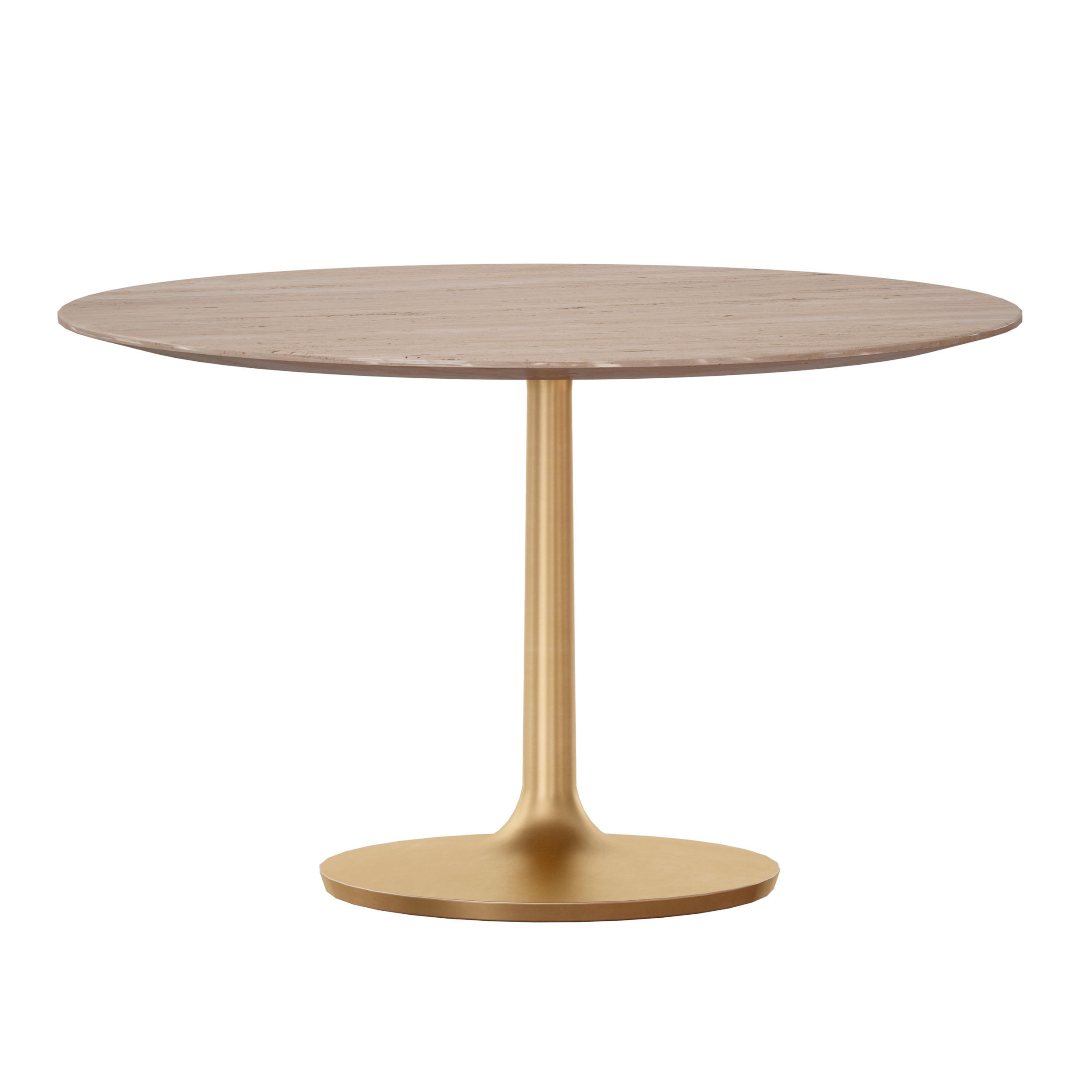 Nero 48 Brown Marble Dining Table with Brass Base 3D model_1