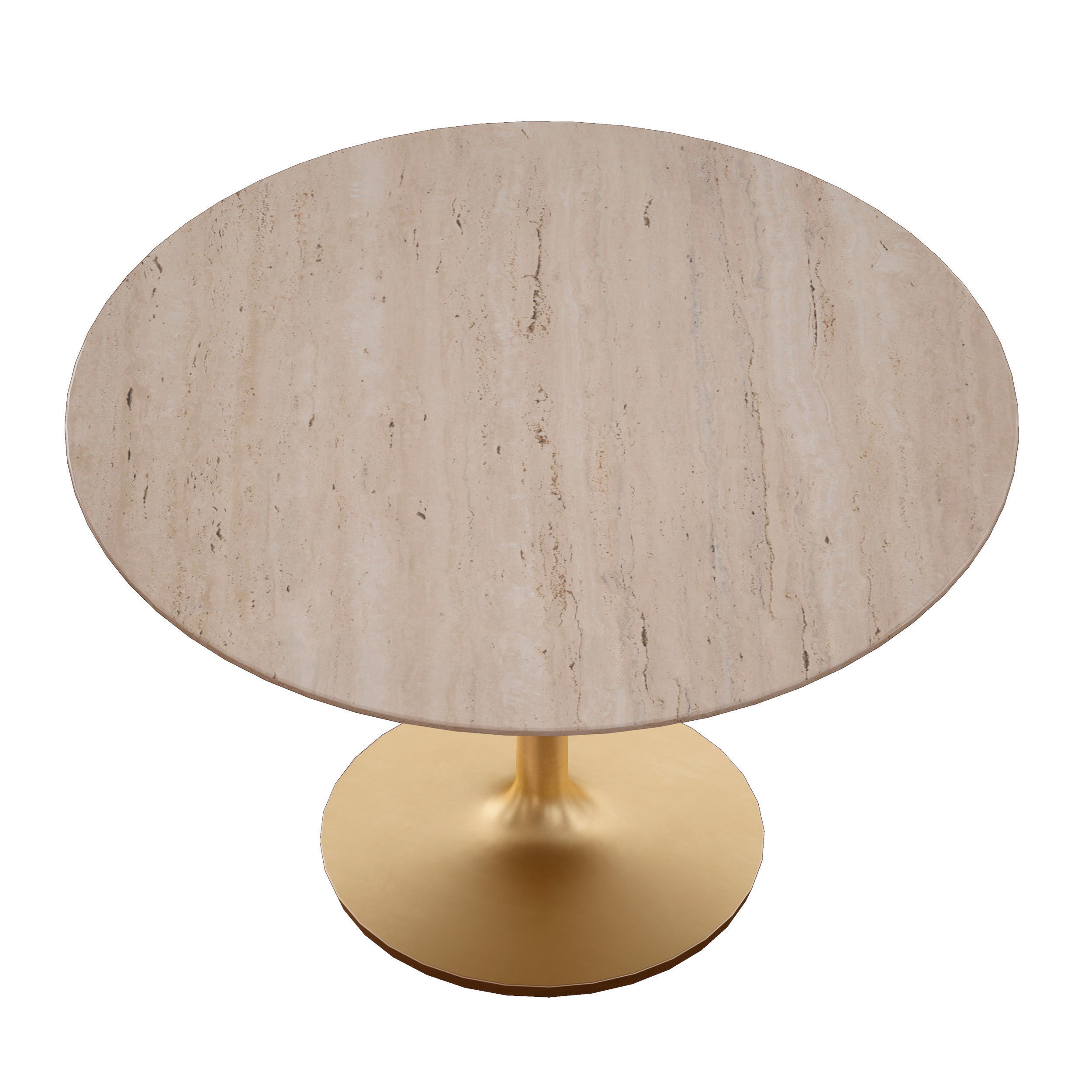 Nero 48 Brown Marble Dining Table with Brass Base 3D model_6