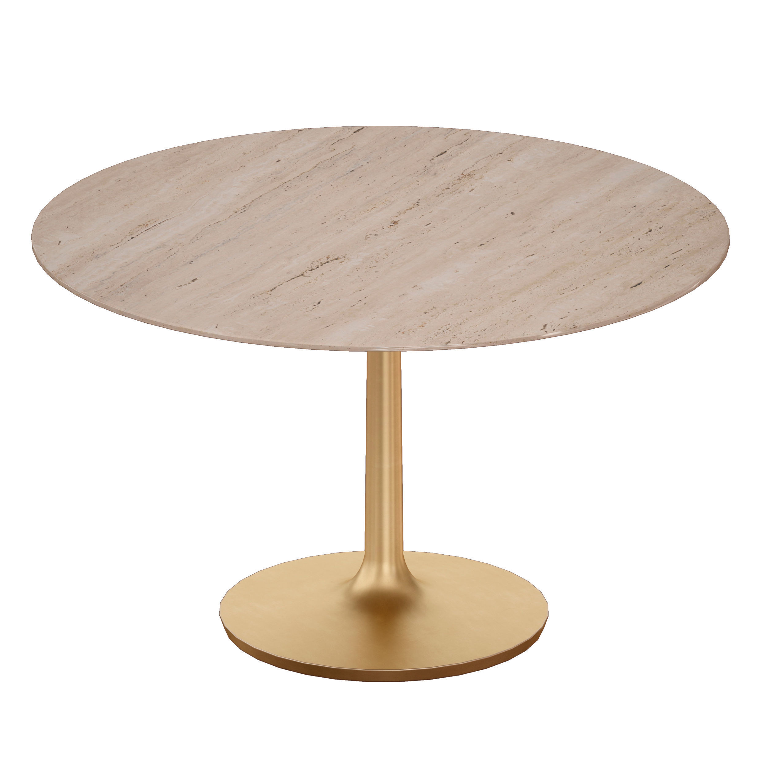 Nero 48 Brown Marble Dining Table with Brass Base 3D model_4