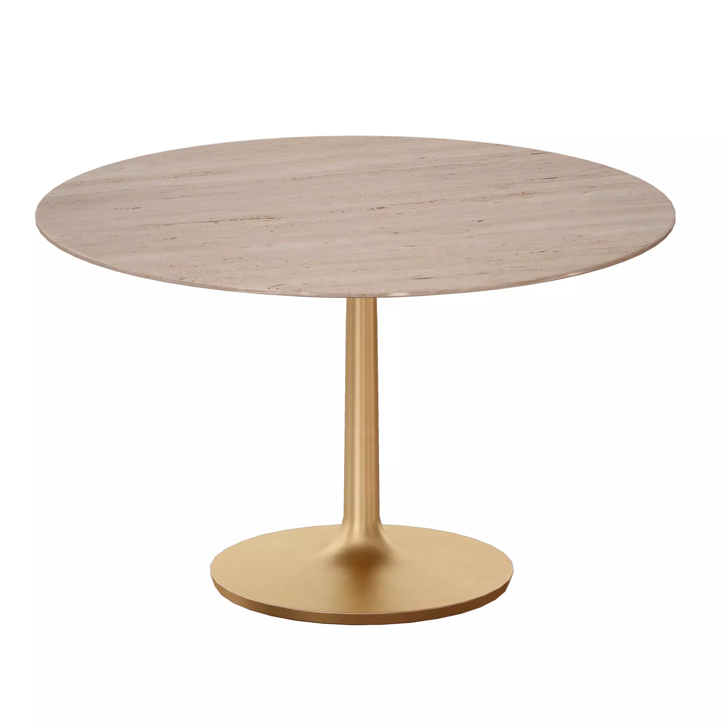Nero 48 Brown Marble Dining Table with Brass Base 3D model_0