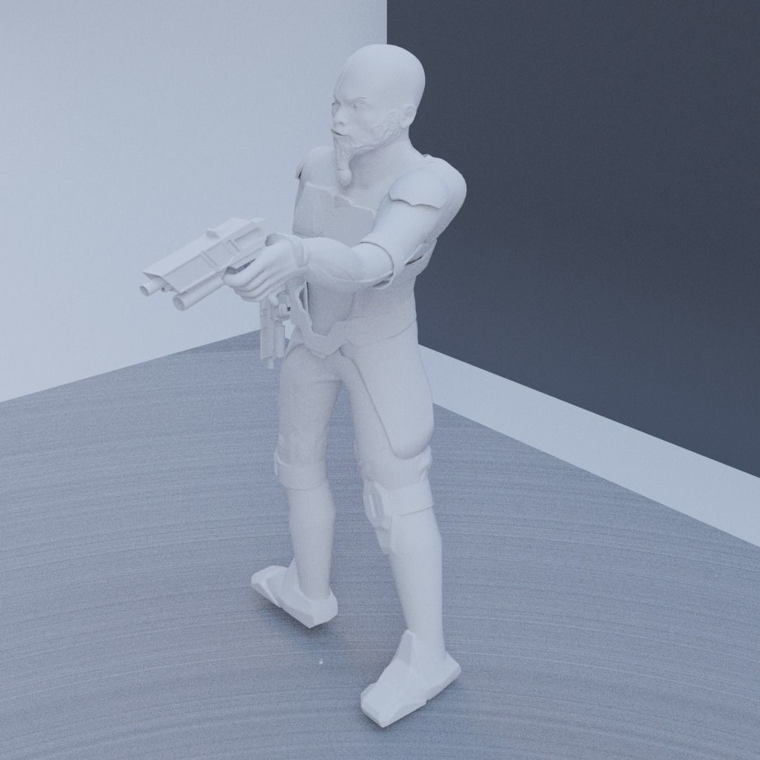 Sci-Fi Human with Scifi Gun For 3D Printing 3D print model_2