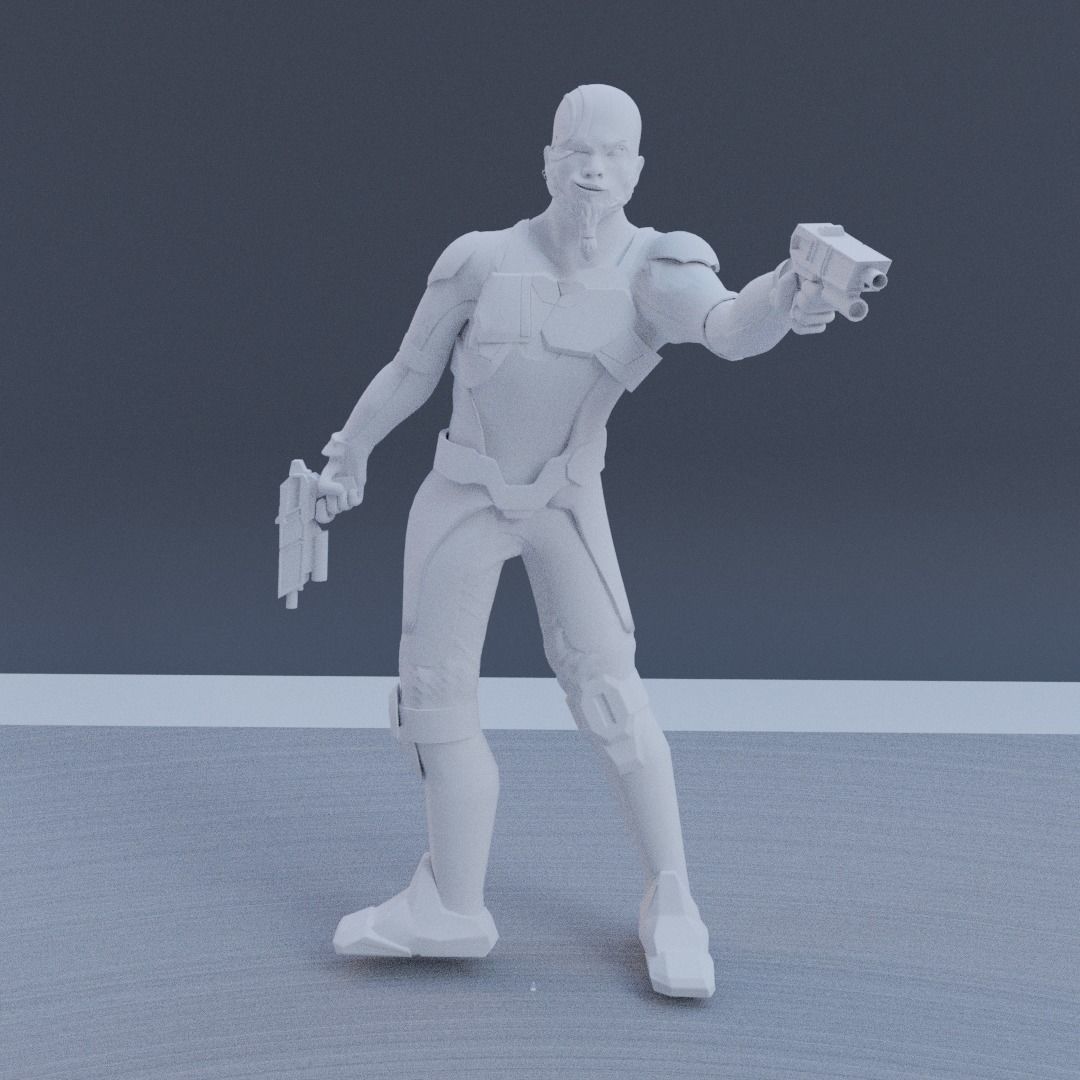 Sci-Fi Human with Scifi Gun For 3D Printing 3D print model_1