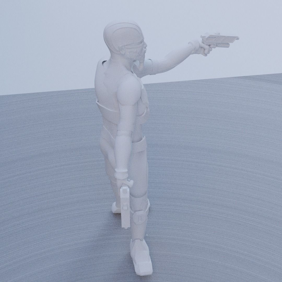 Sci-Fi Human with Scifi Gun For 3D Printing 3D print model_3