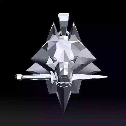 Geometric Wolf Head With Knife Pendant 3D print model