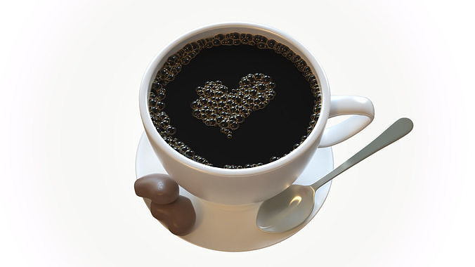 Coffee-cup cup of coffee with heart in it 3D model