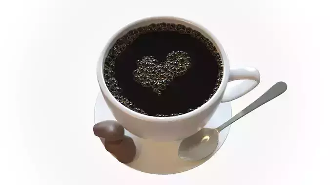 Coffee-cup cup of coffee with heart in it 3D model