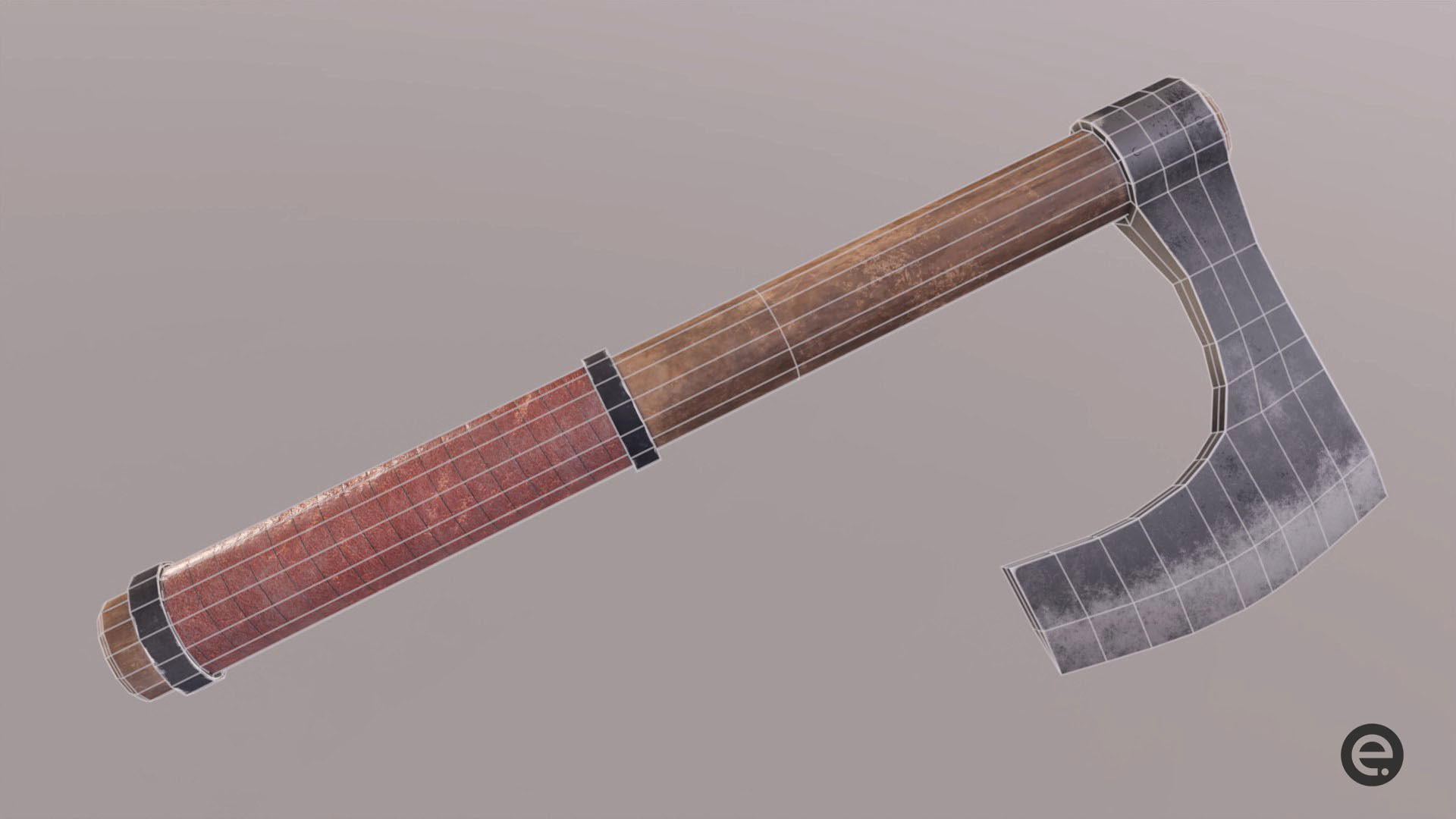 Game Ready Viking Axe Low-poly 3D model_3
