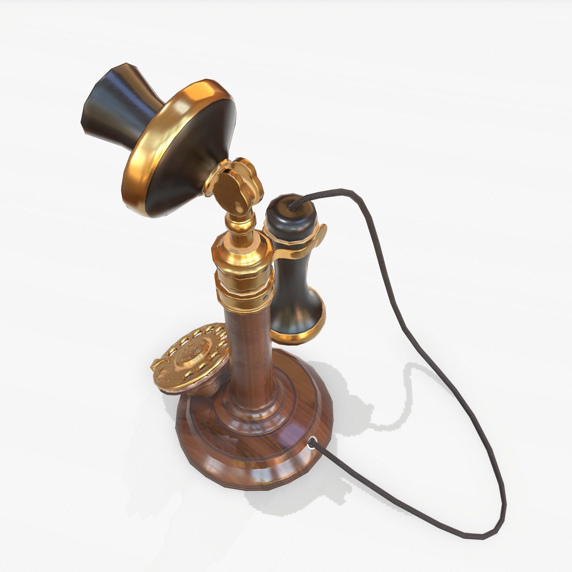 Retro Telephone  Low-poly 3D model_10