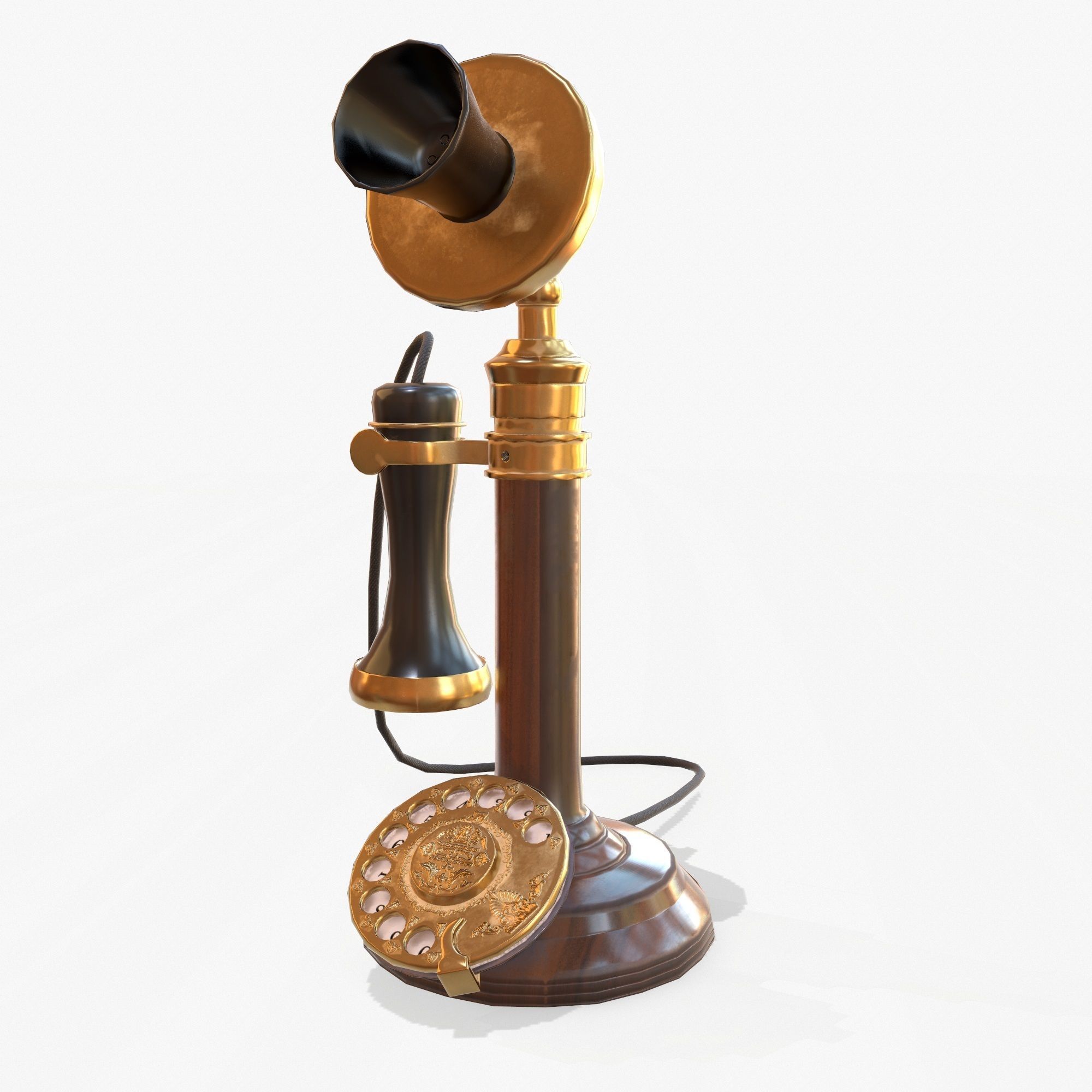 Retro Telephone  Low-poly 3D model_5