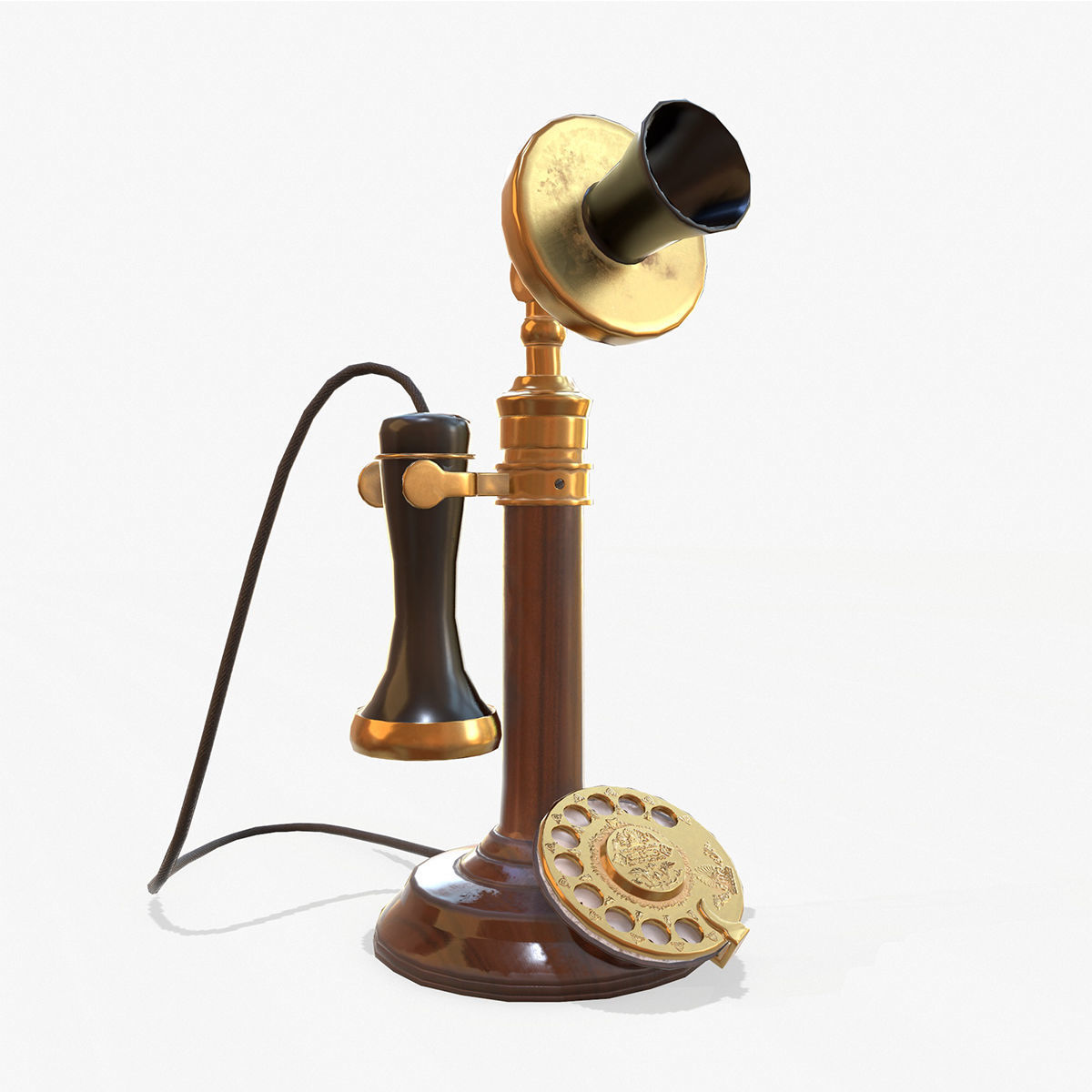 Retro Telephone  Low-poly 3D model_2