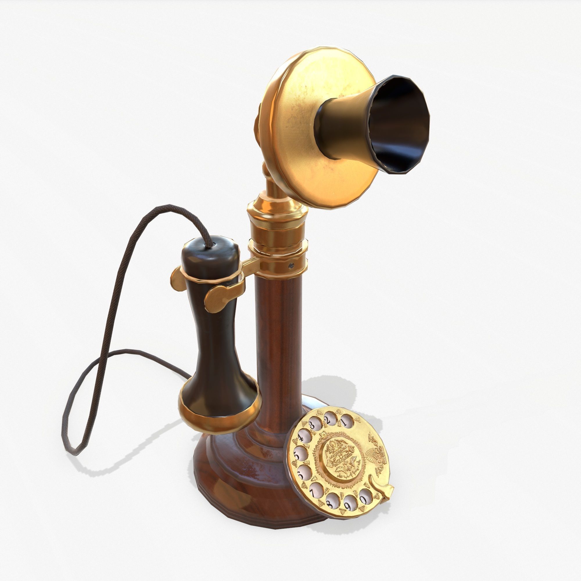 Retro Telephone  Low-poly 3D model_8