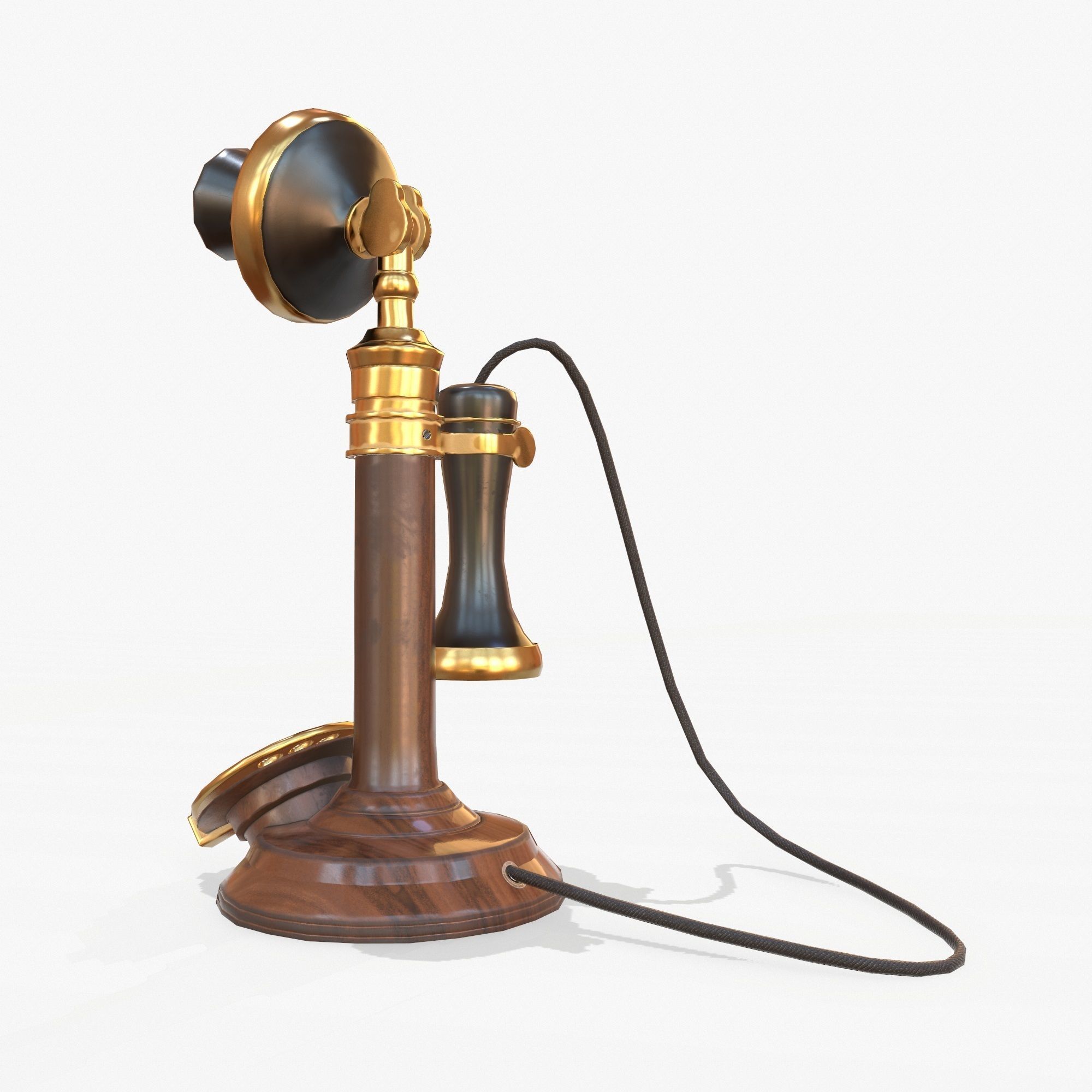 Retro Telephone  Low-poly 3D model_6