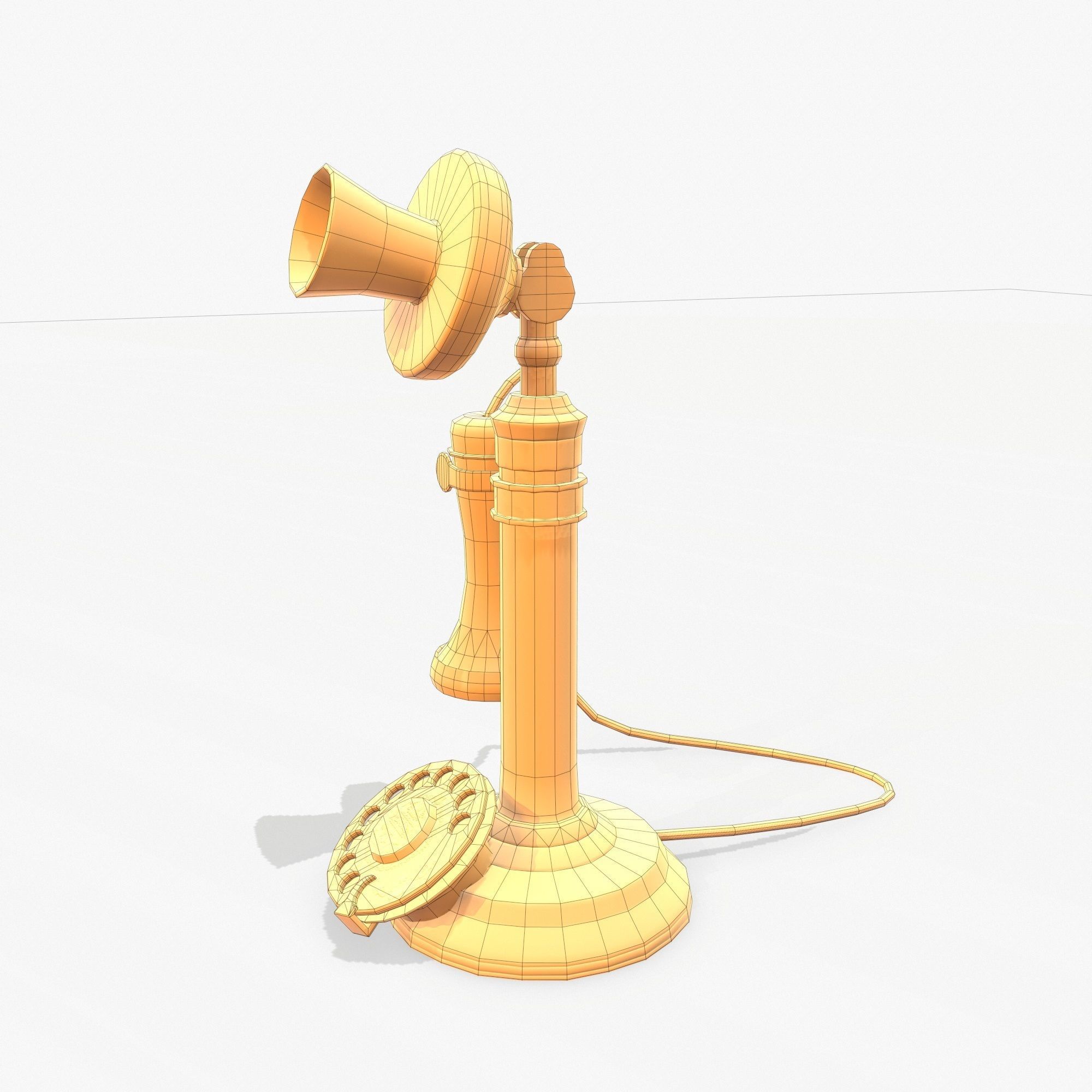 Retro Telephone  Low-poly 3D model_16