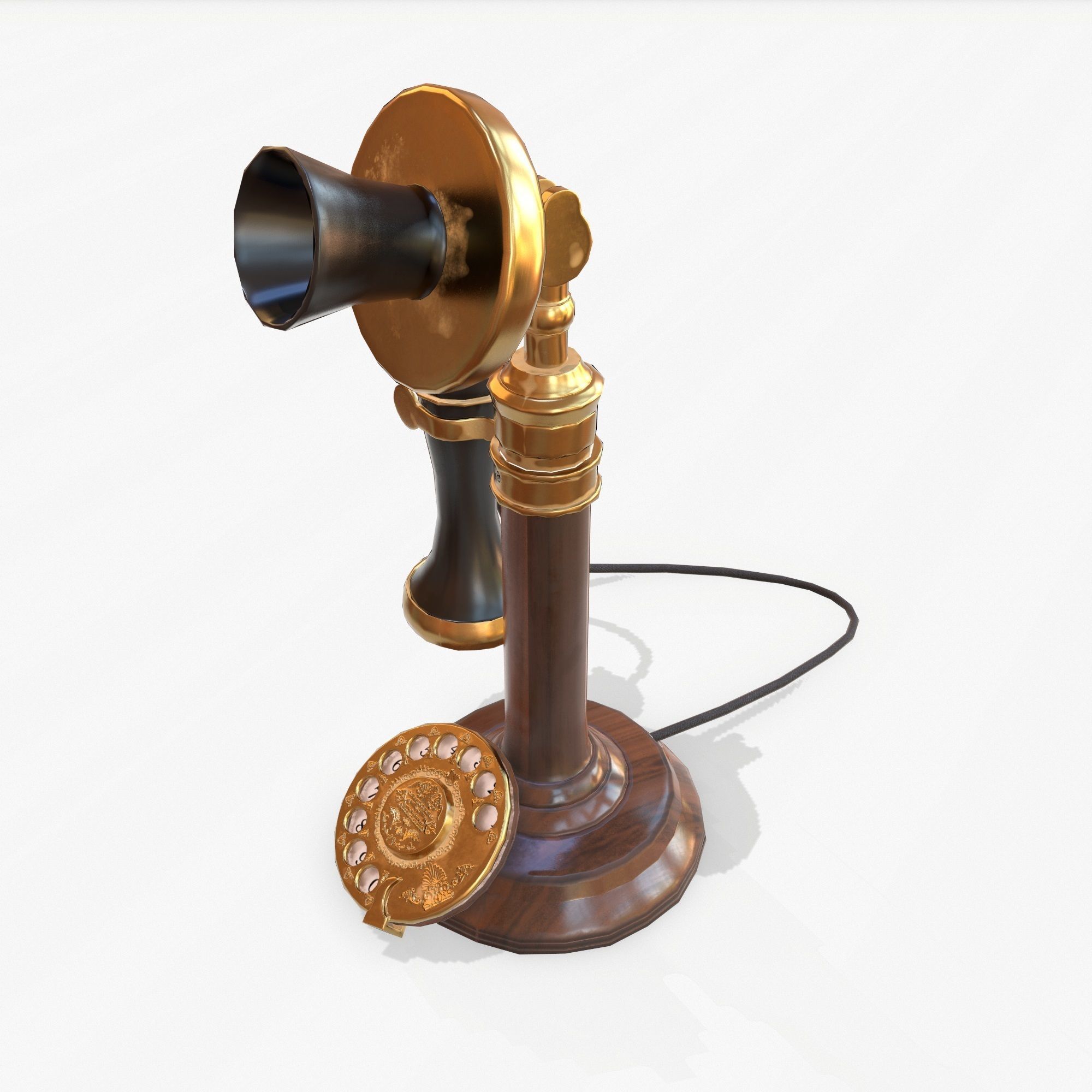 Retro Telephone  Low-poly 3D model_9