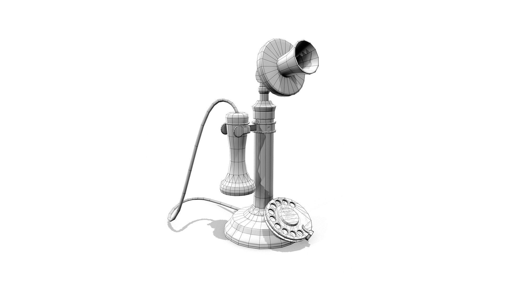 Retro Telephone  Low-poly 3D model_3