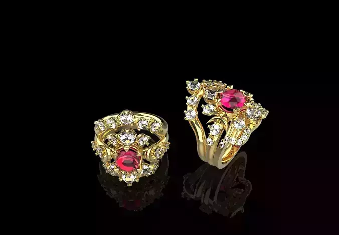 3D printble women ring with stones