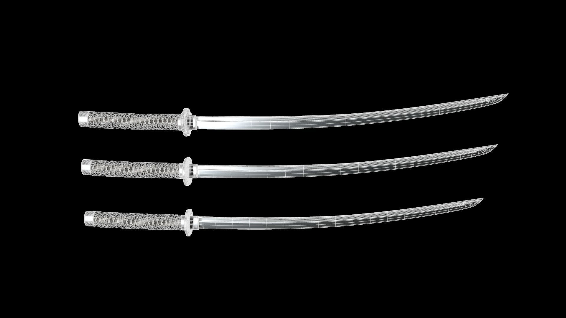 Katana samurai sword 3D model_11