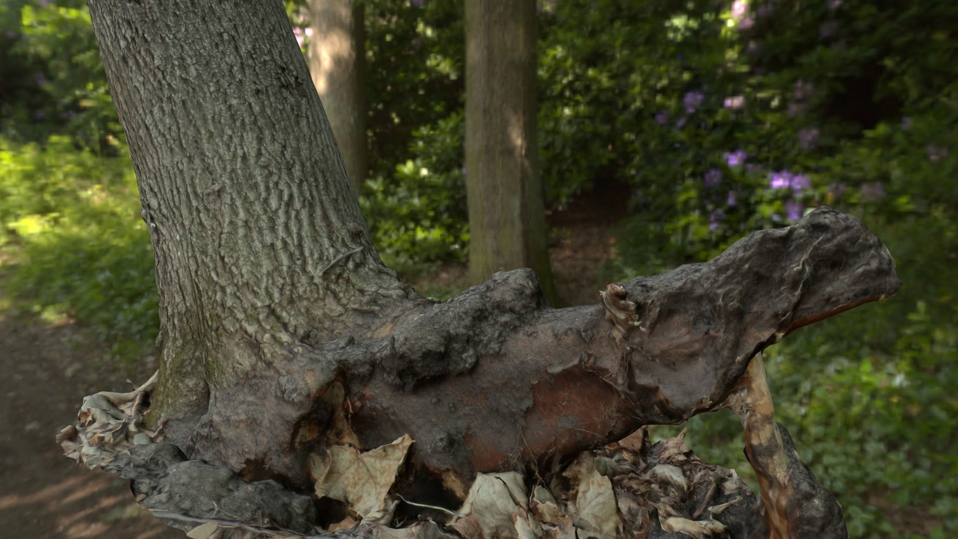 Leaning tree Low-poly 3D model_3